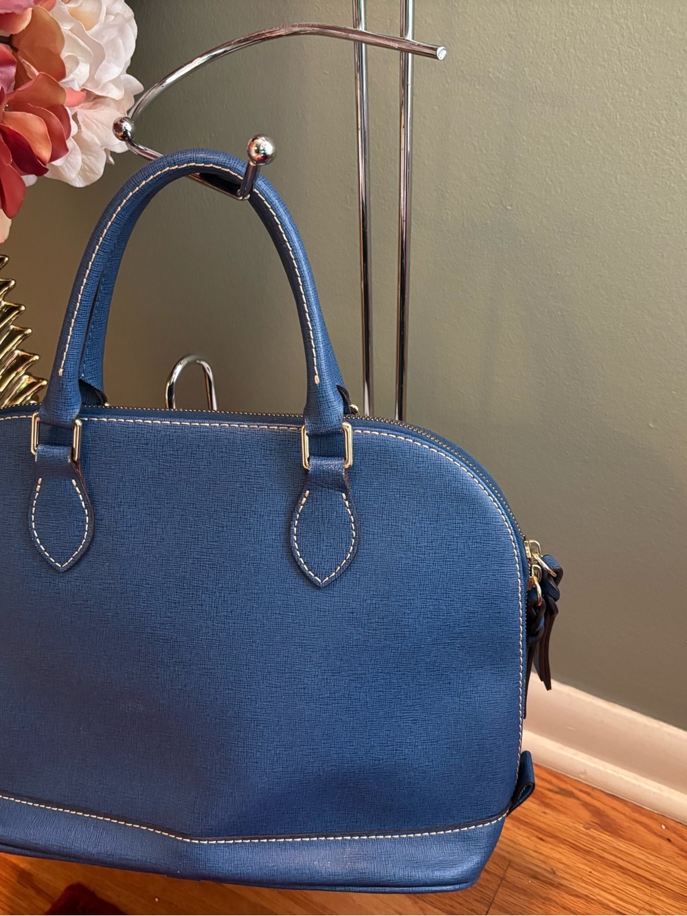 Dooney & Bourke Navy Saffiano Dome Satchel - Picture 4 of 9